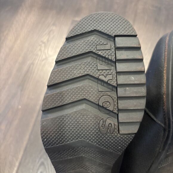 SOREL Cate Bootie Black Leather Suede Size 10 41 Block Heel Side Zip Waterproof - Picture 10 of 10